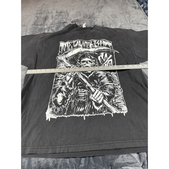 Vintage Metal Mulisha T-Shirt Size 2X Black Grunge Big Logo‎  Y2K thrashed - Picture 8 of 11